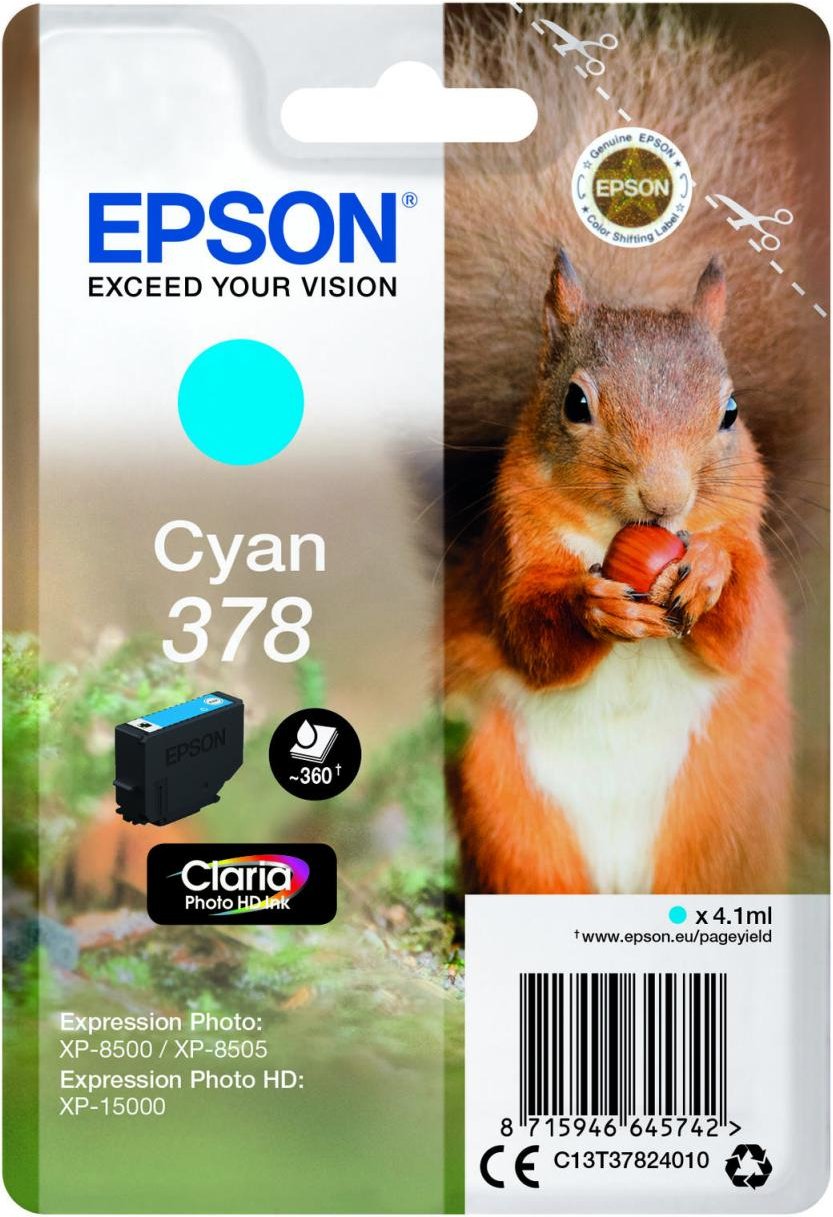 Epson Original 378 Eichhörnchen Druckerpatrone cyan 360 Seiten 4,1ml (C13T37824010)