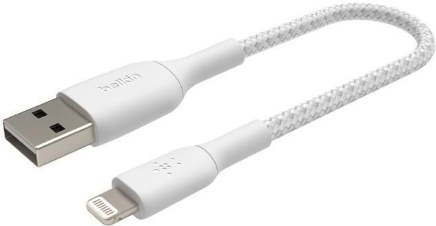 0 Belkin BoostCharge geflochtenes 15 cm Lightning/USB-A Kabel, weiß