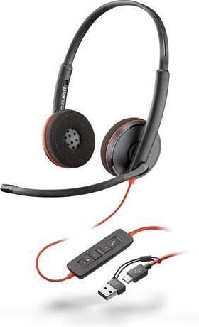 Poly Blackwire 3220 USB-C Stereo-Headset + USB-C/A-Adapter