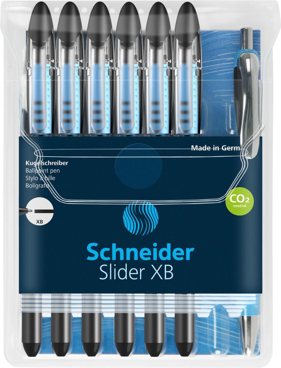 Schneider Kugelschreiber Slider Basic schwarz, 6 St. + GRATIS Slider Kugelschreiber Rave XB, schwarz