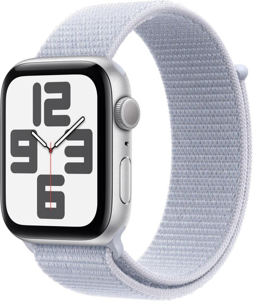 Apple Watch SE (GPS) 44mm Aluminiumgehäuse silber, Sport Loop Armband blaue Wolke