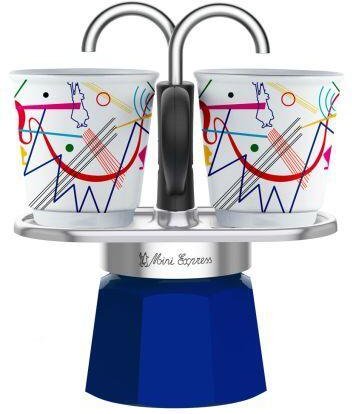 Bialetti Mini Express - Espressokocher-Set - blau + 2 Becher aus Arte Collection Kandinsky