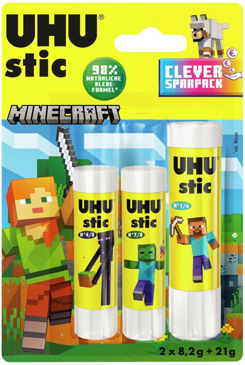 Thumbnail - UHU Minecraft Klebestifte 2x 8,2 + 1x 21,0 g