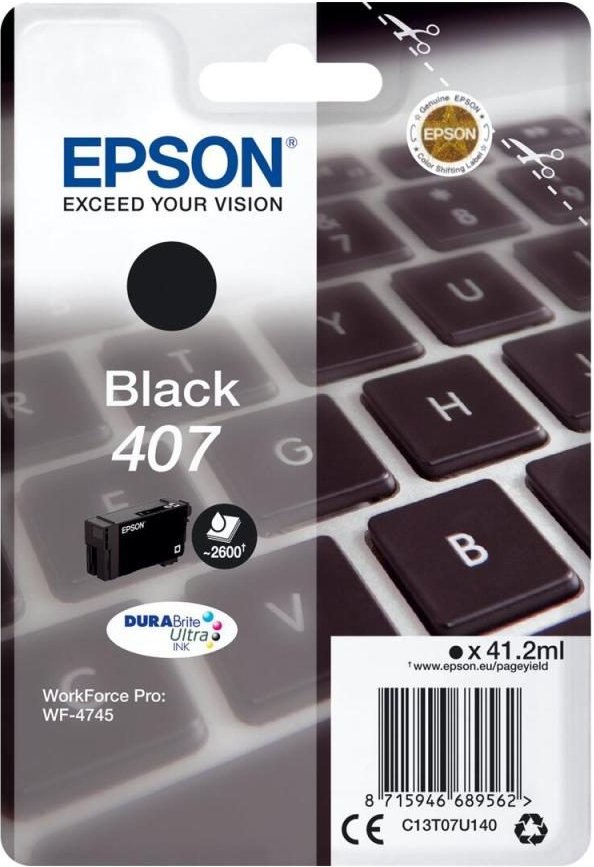 Epson Original 407 Tastatur Druckerpatrone - schwarz (C13T07U140)