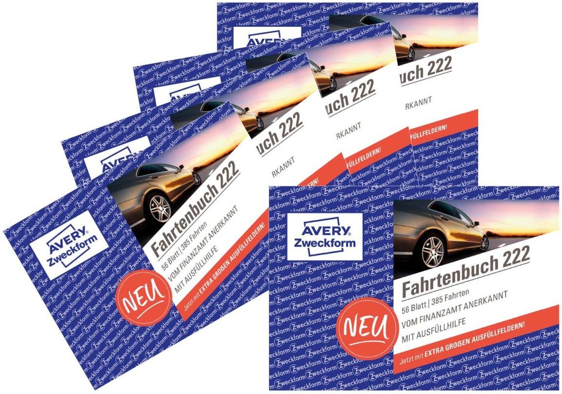 AVERY Zweckform Fahrtenbuch, Pkw mit Kraftstoffverbrauch Formularbücher 222-5 + GRATIS 1 St.