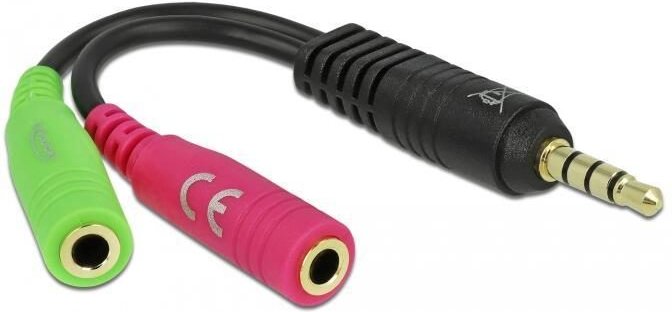 DeLOCK Audioadapter 3,5 mm 4 Pin Klinkenstecker zu 3,5 mm 3 Pin Klinkenbuchse