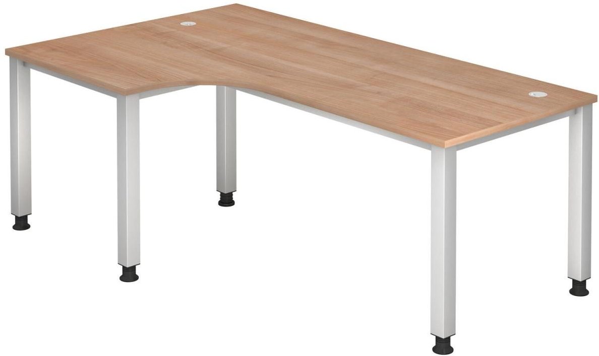 HAMMERBACHER VQS82/N/S höhenverstellbarer Schreibtisch 68,5 - 81 cm nussbaum / silber