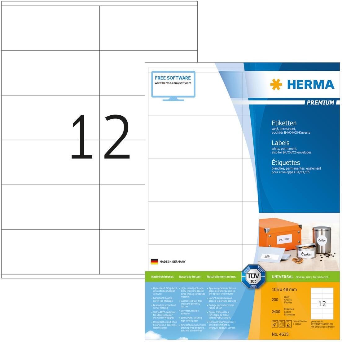 Thumbnail - HERMA Etiketten 4635 weiß 105,0 x 48,0 mm