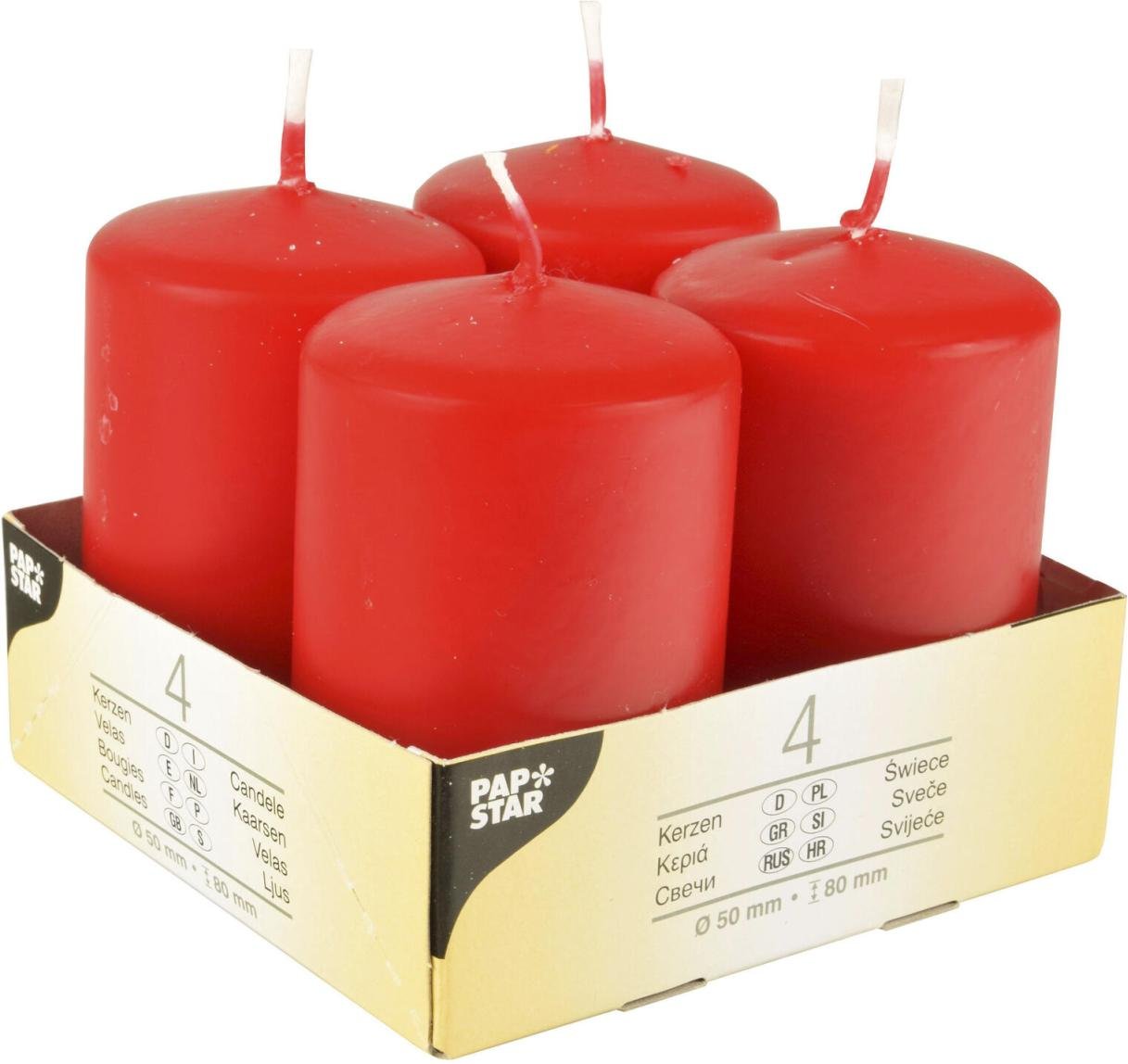 Thumbnail - PAPSTAR Stumpenkerzen 8 cm rot