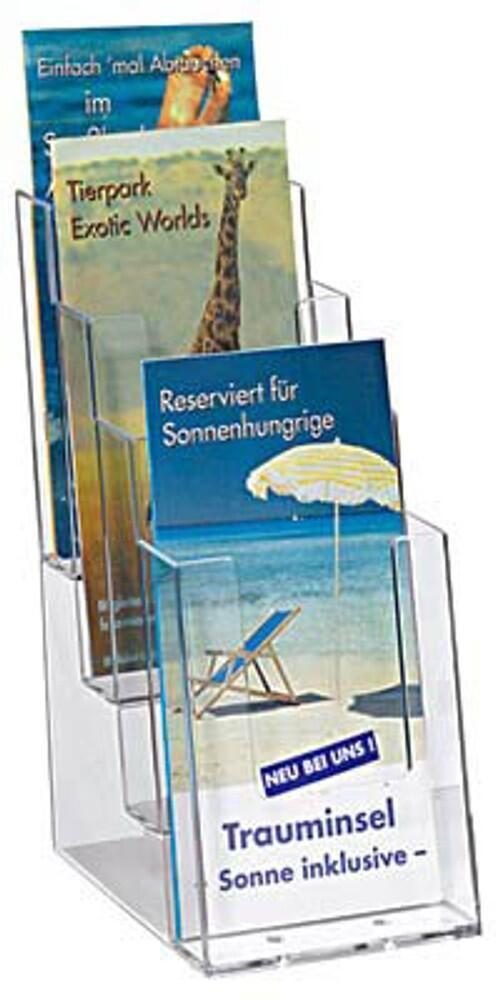 helit Tischprospekthalter transparent 1/3 DIN A4 - 4 Fächer