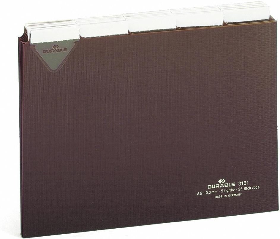 DURABLE Karteikartenregister A-Z, blanko, Jan.-Dez., 0-31 braun für DIN-A5-Karteikästen