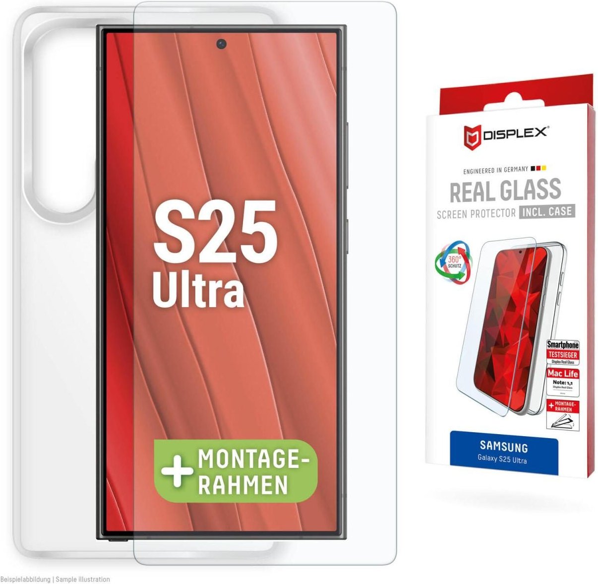 DISPLEX Glas + Schutzhülle für Samsung Galaxy S25 Ultra
