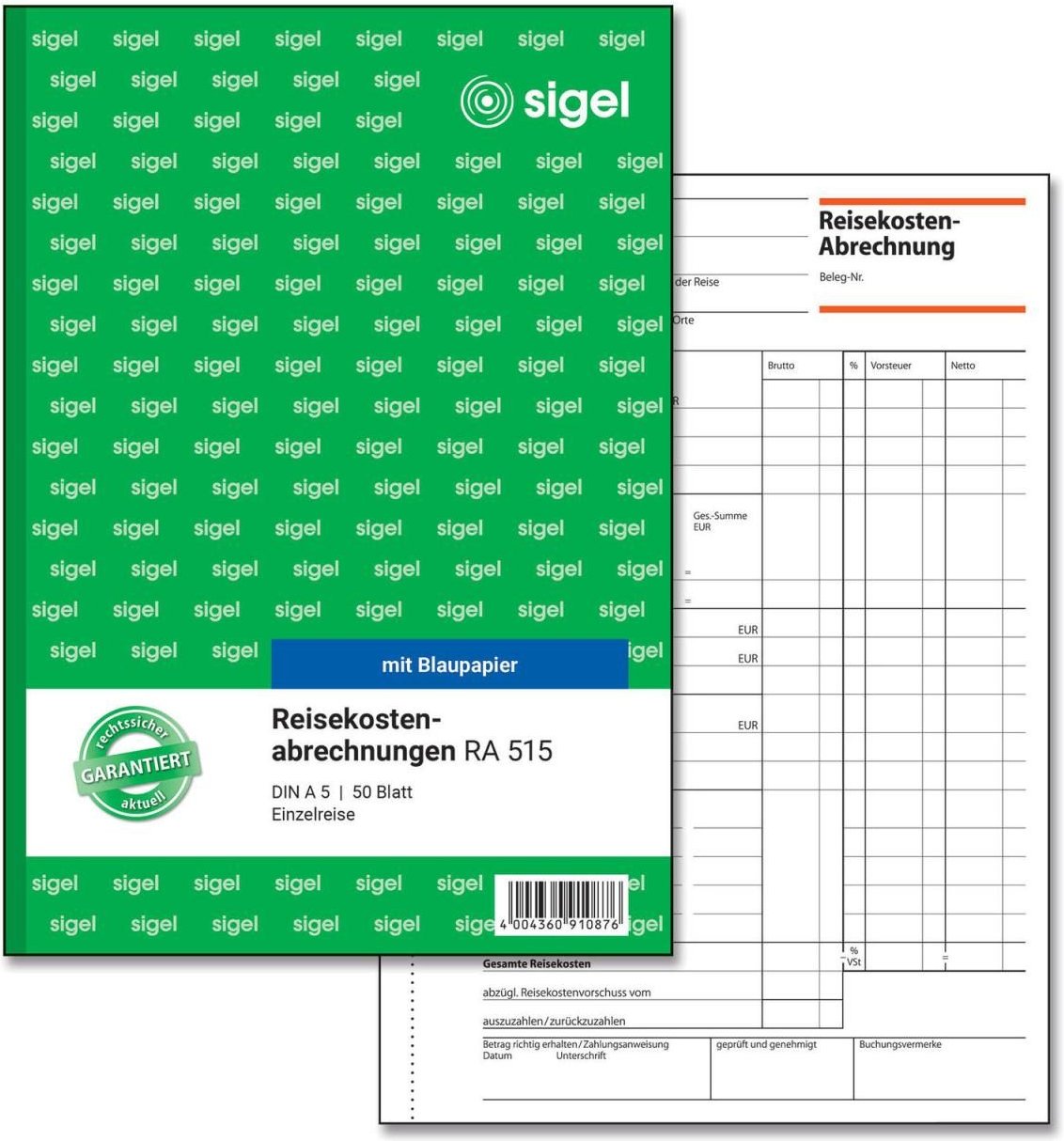 SIGEL Formularbuch Reisekostenabrechnung/Einzelreise DIN A5 1x 50 Seiten