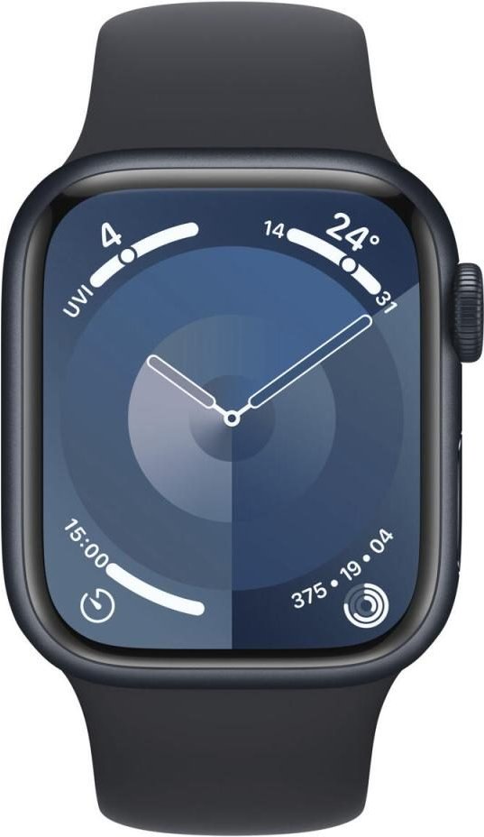 Apple Watch Series 9 (GPS) 41mm Aluminiumgehäuse mitternacht, Sportband mitternacht, S/M