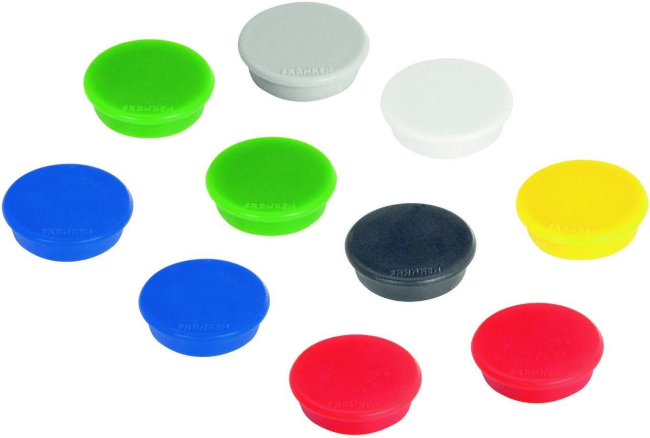 Thumbnail - FRANKEN Magnet Ø 2,4 x 0,63 je 2x rot, grün, blau und je 1x gelb, weiß, schwarz, grau
