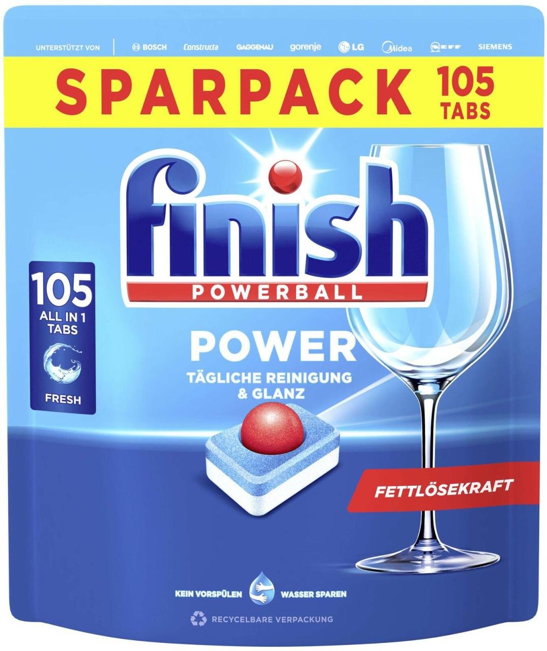 Calgonit finish Spülmaschinentabs POWERBALL POWER 105 St.