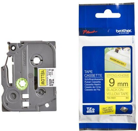 Thumbnail - Brother TZES621, gelb/bk, 8m, 9mm, PT, 1000, 1010, 1200P,1230PC