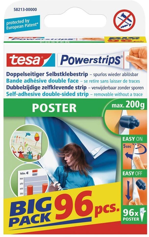 Thumbnail - tesa Powerstrips POSTER Klebestreifen für max. 200,0 g - 96 Stück