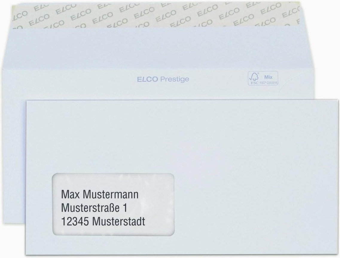Thumbnail - ELCO Briefumschläge DIN lang+ mit Fenster haftklebend