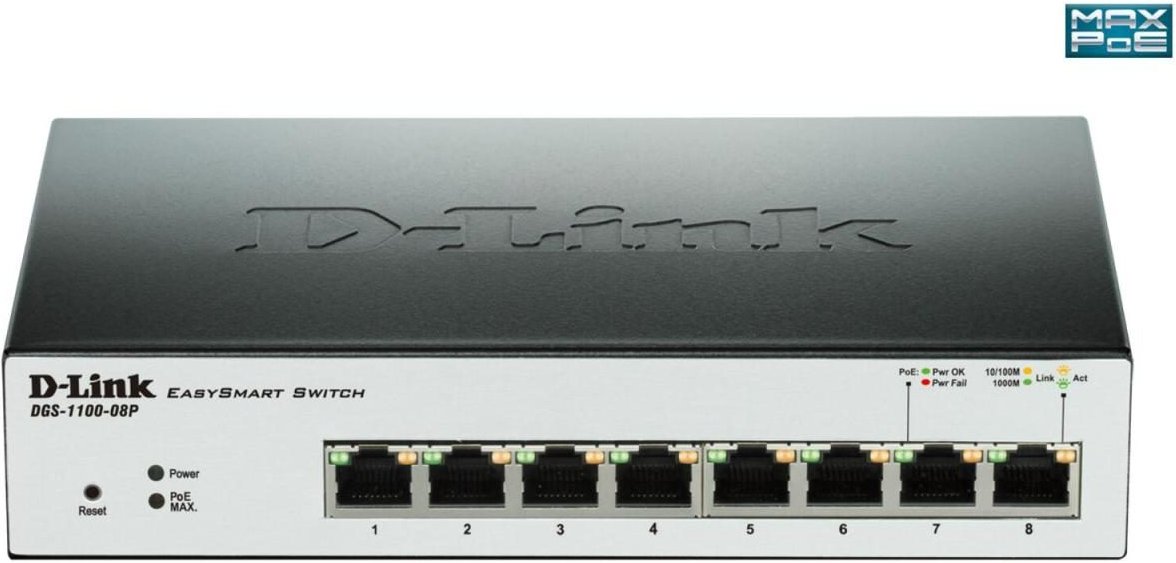 D-Link DGS-1100-08P 8-Port Gigabit PoE Switch
