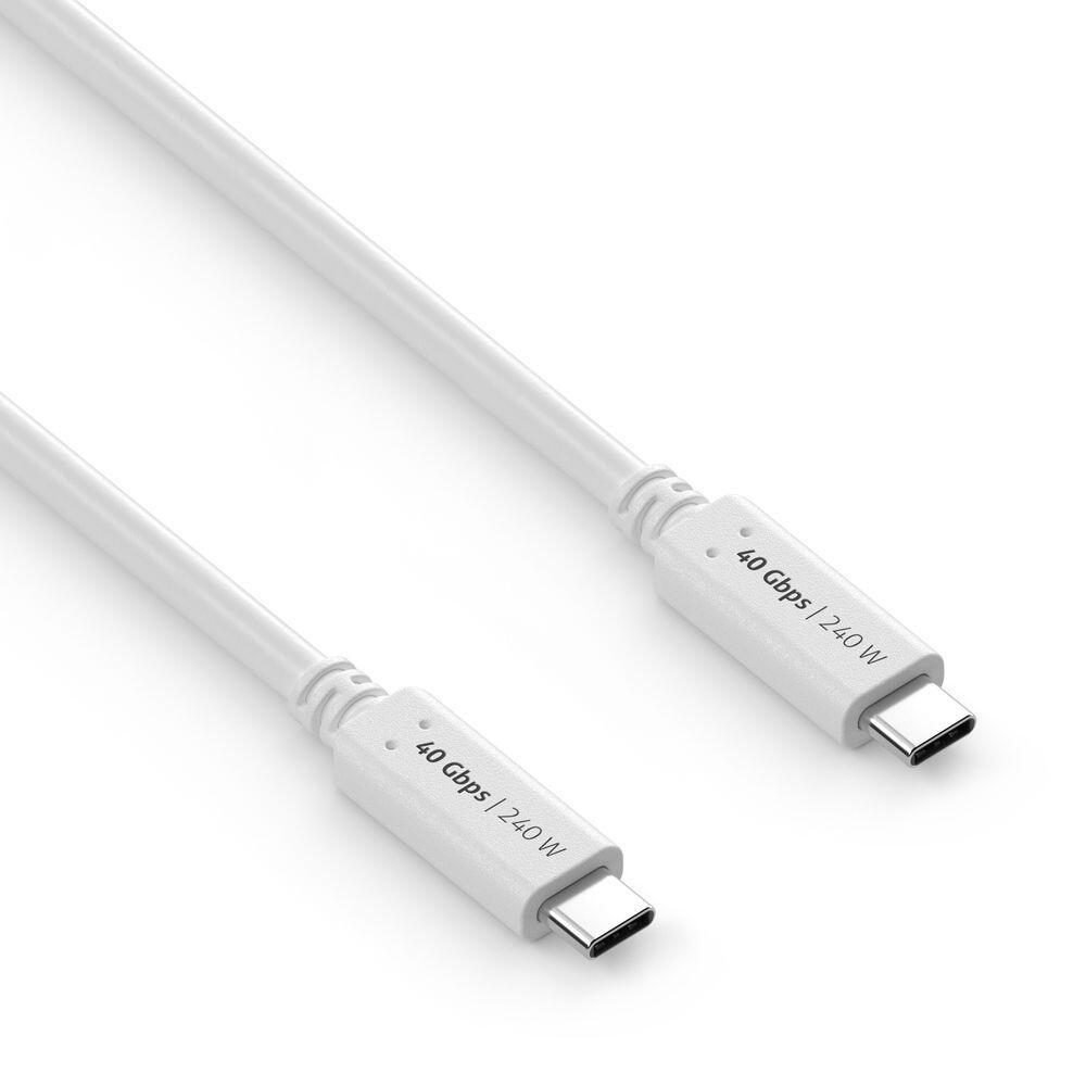 PureLink USB-C auf USB-C Kabel - USB4 Gen 3x2, 5A, EPR 240W, 40G, DP Alt Mode - iSerie - weiß - 1,00m