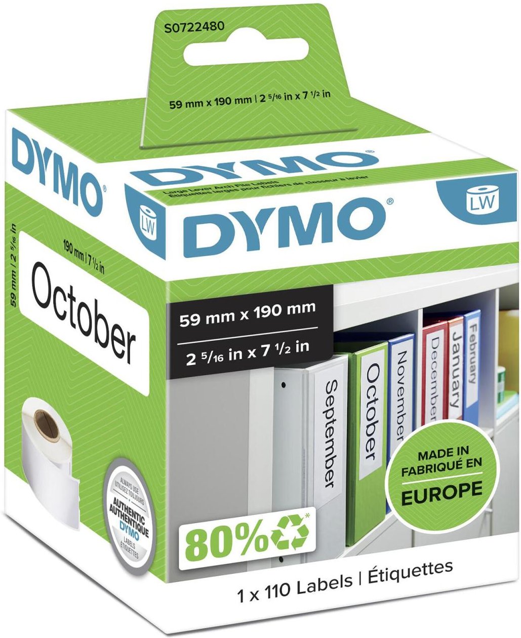 DYMO® Original Etikett für LabelWriter™, Ordner breit - weiss - permanent haftend, 1 x 110 Etiketten