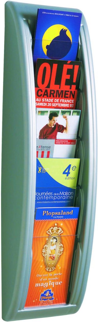 PAPERFLOW Kompakt Wandprospekthalter 1/3 DIN A4 5-Fach silber