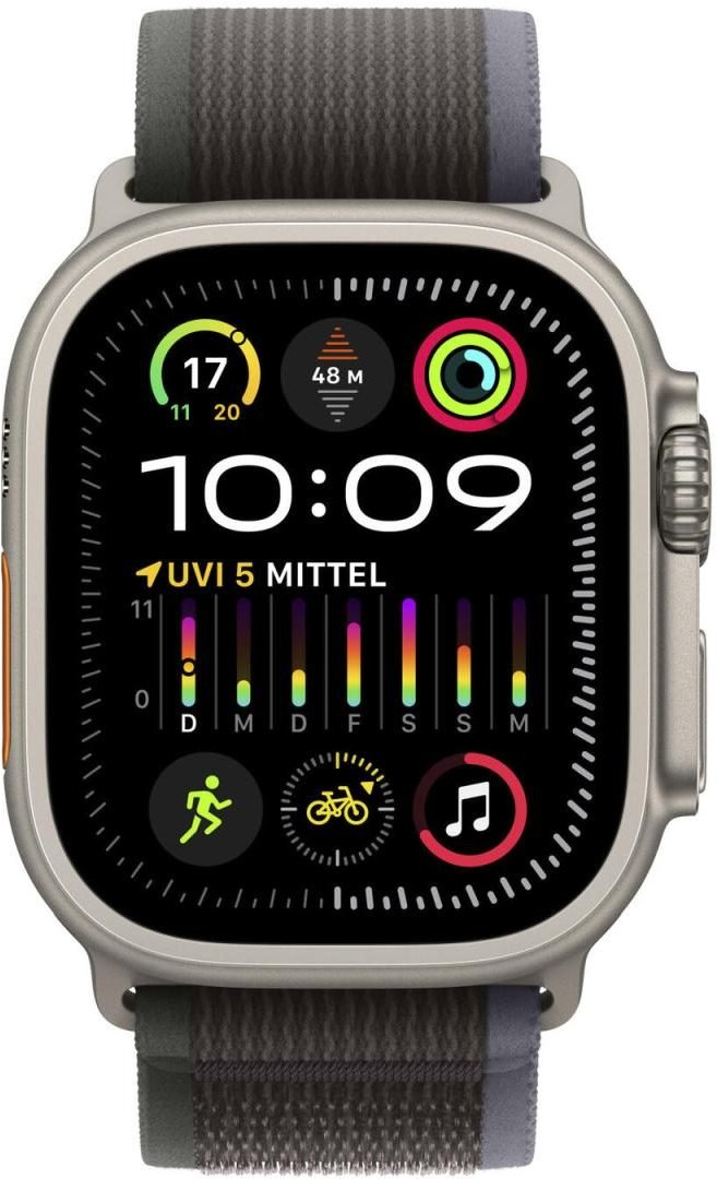 Apple Watch Ultra 2 (GPS + Cellular) 49mm Titaniumgehäuse, Trail Loop blau/schwarz, S/M