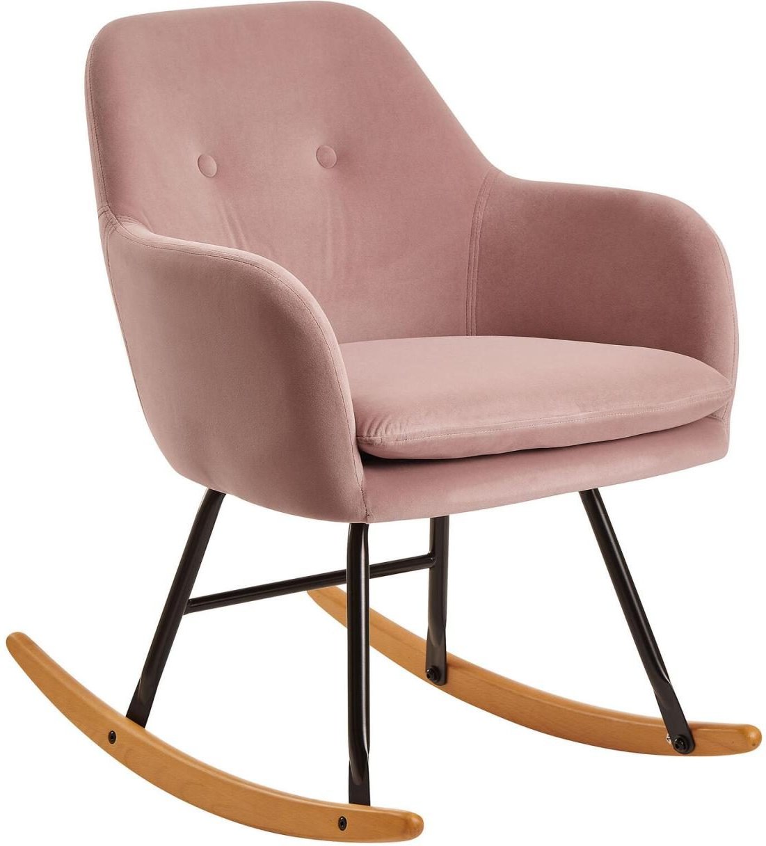 WOHNLING Schaukelstuhl 100% Polyester (Samt) rosa