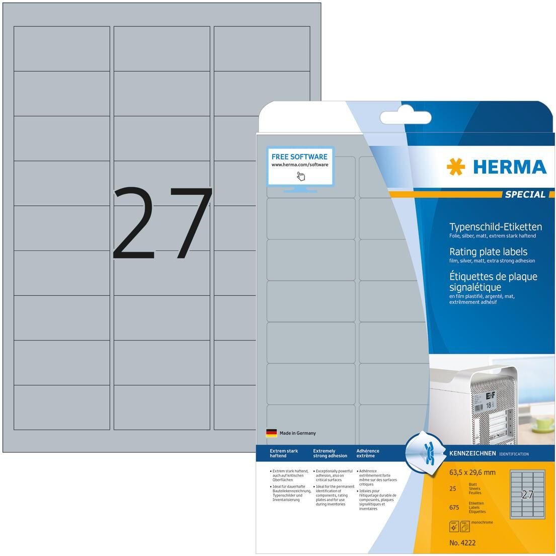 HERMA Typenschildetiketten 63,5 x 29,6 mm