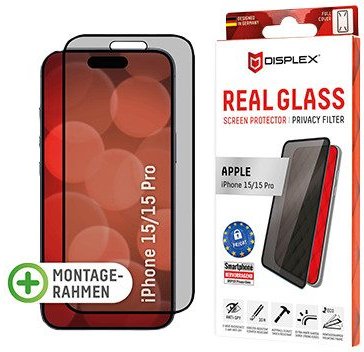 DISPLEX Privacy Panzerglas (10H) für Apple iPhone 15/15 Pro