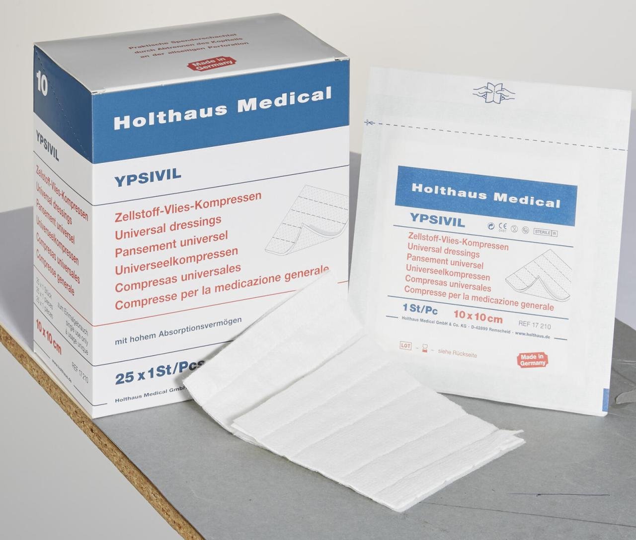 Holthaus Medical Vlies-Kompressen 10 cm x 10 cm weiß