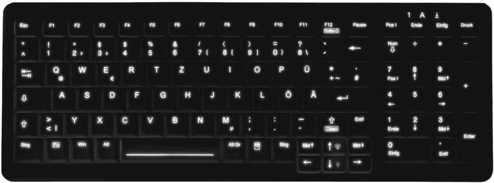 Active Key MedicalKey AK-C7000 Hygiene Tastatur - QWERTZ Deutsch - Schwarz