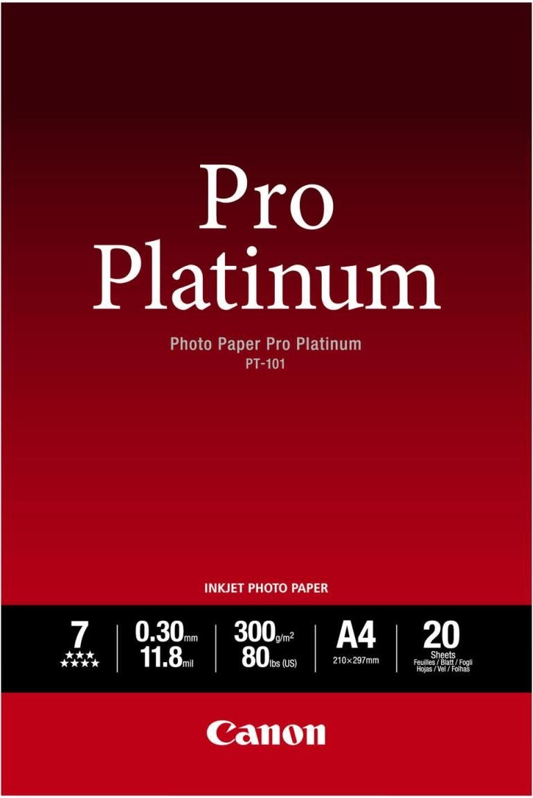 Canon PT-101 Pro Platinum Fotopapier glänzend A4 210x297mm 300 g/m² - 20 Blatt (2768B016)