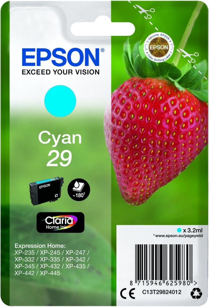 Epson Original 29 Erdbeere Druckerpatrone - cyan (C13T29824012)