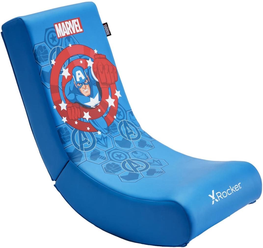 X Rocker Marvel™ Captain America Floor Rocker Gaming-Bodensessel für Kinder & Jugendliche - blau