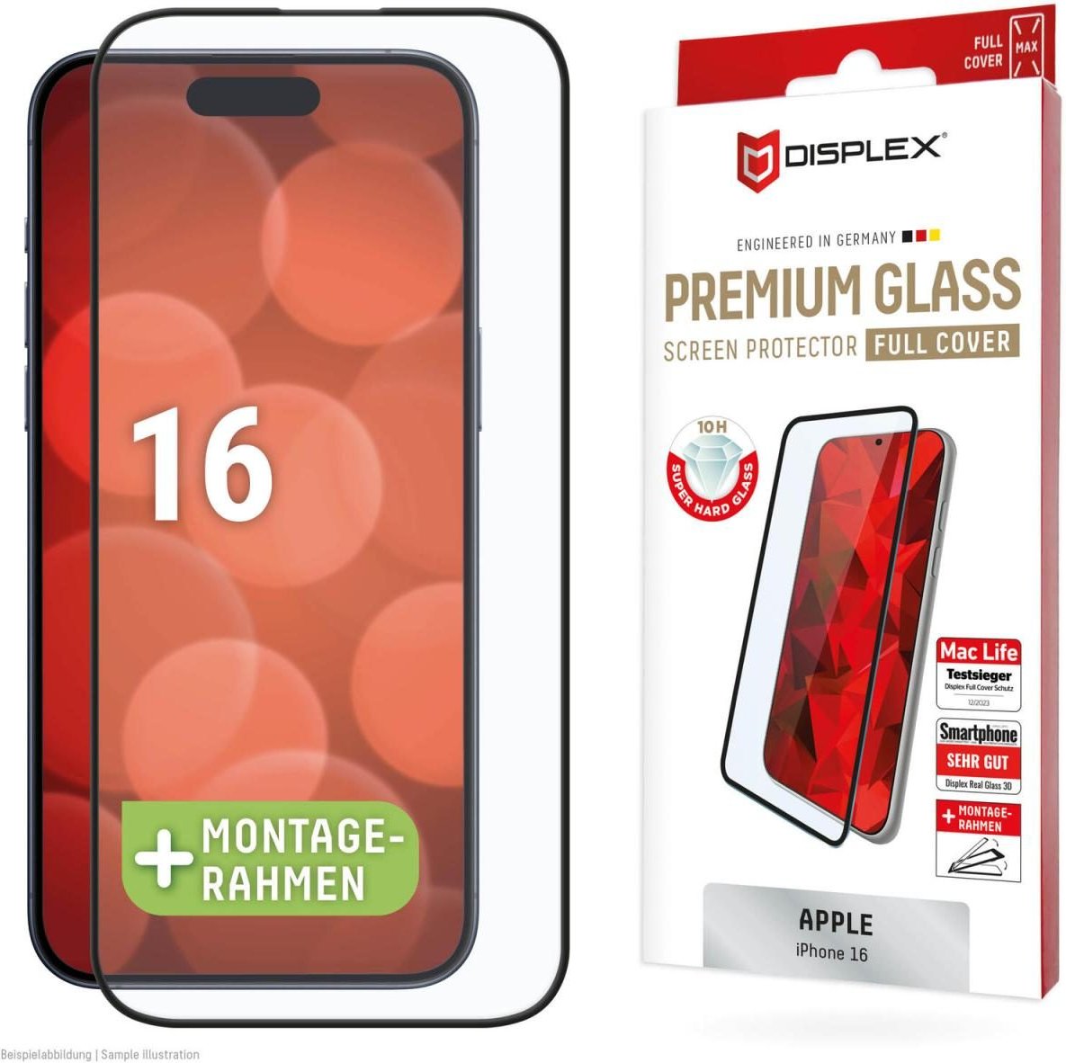 DISPLEX Premium Panzerglas (Full Cover, 10H) für Apple iPhone 16