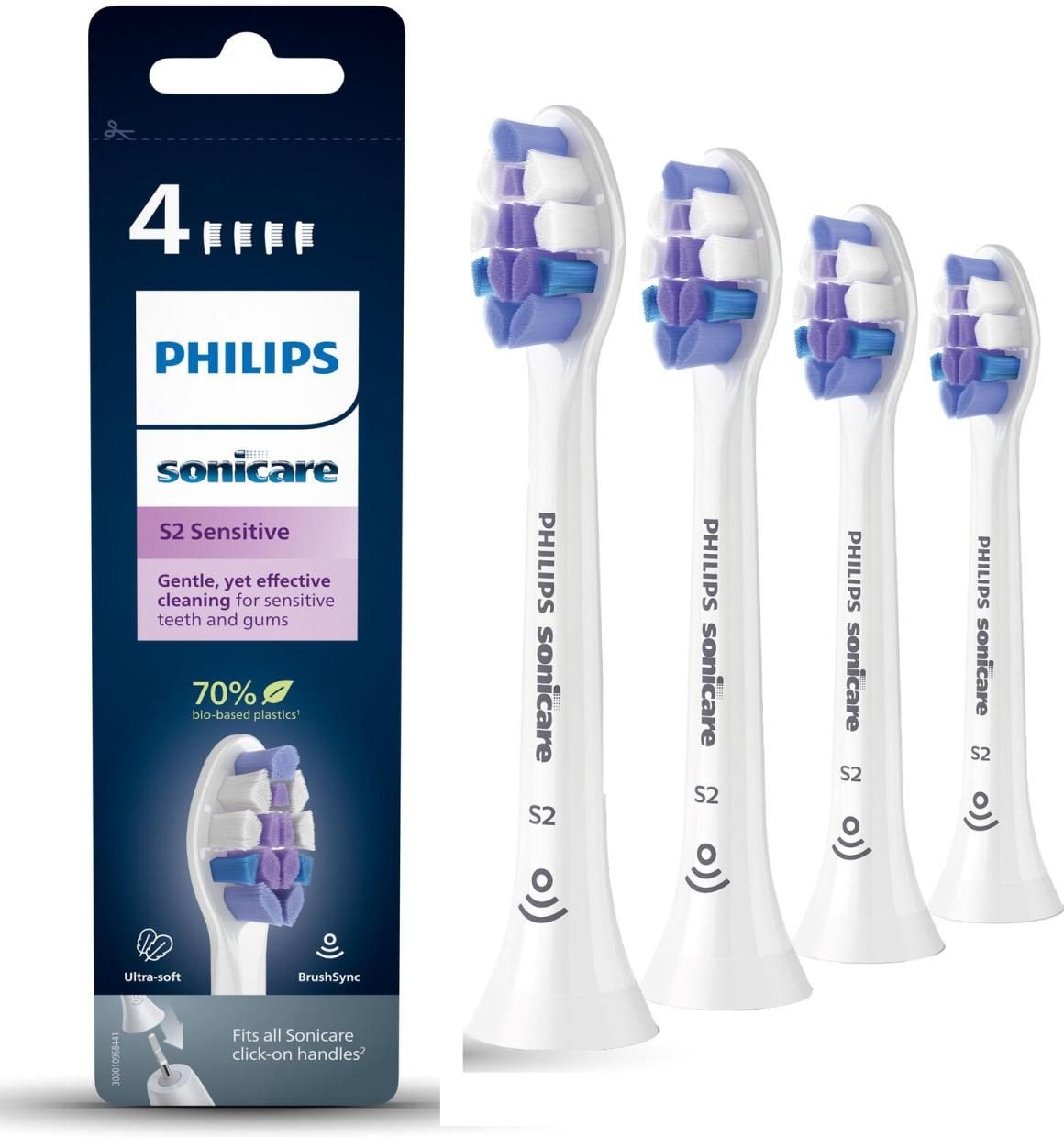Philips Sonicare S2 Sensitive HX6054 Austausch-Bürstenkopf, 4 St