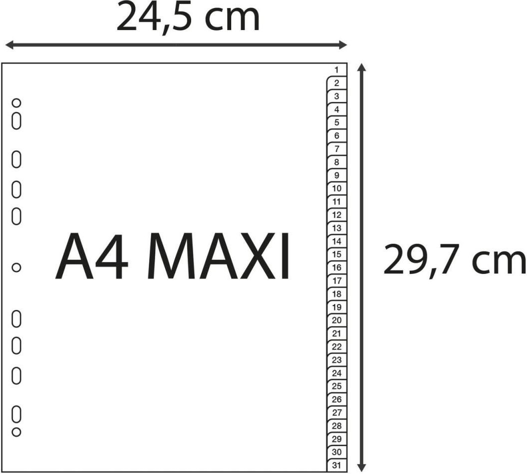 Exacompta Ordnerregister Vollformat, Überbreite 1-31 DIN A4