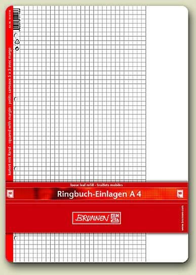 BRUNNEN Ringbucheinlagen DIN A4 kariert