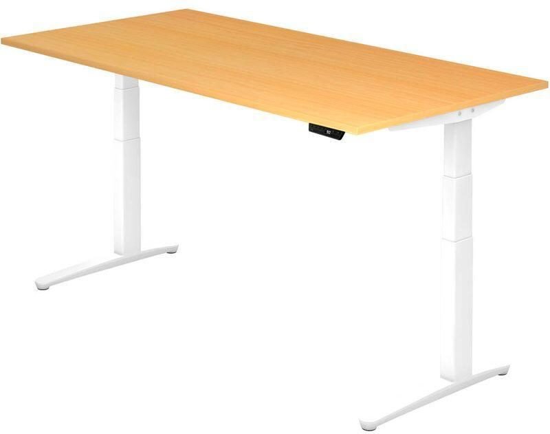 Thumbnail - HAMMERBACHER XBHM2E höhenverstellbarer Schreibtisch 65,0 - 130,0 cm - elektrisch buche / silber