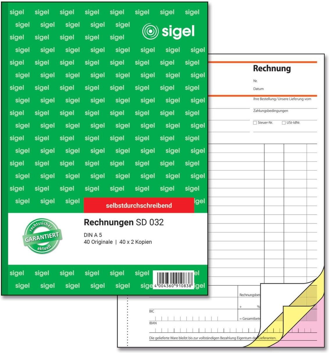 SIGEL Formularbuch Rechnung DIN A5 3x 40 Seiten
