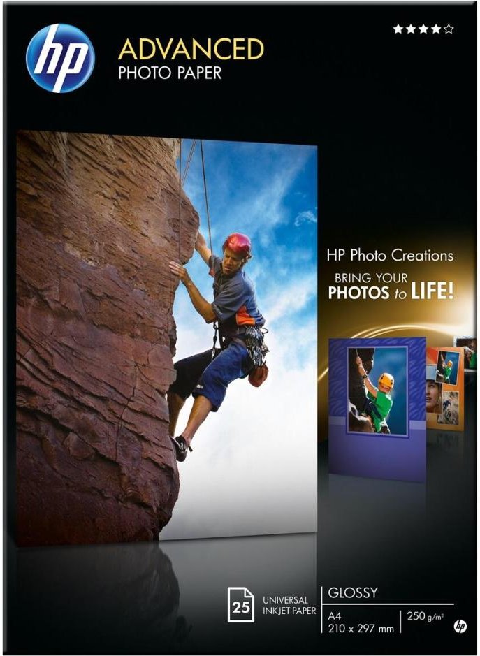 HP Fotopapier glänzend A4 (210 x 297 mm) 250 g/m² - 25 Blatt für OfficeJet Pro, DeskJet (Q5456A)
