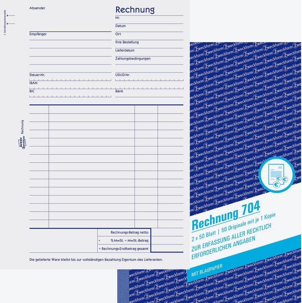 Avery Zweckform Rechnungsformular 704 - 2 x 50 Blatt