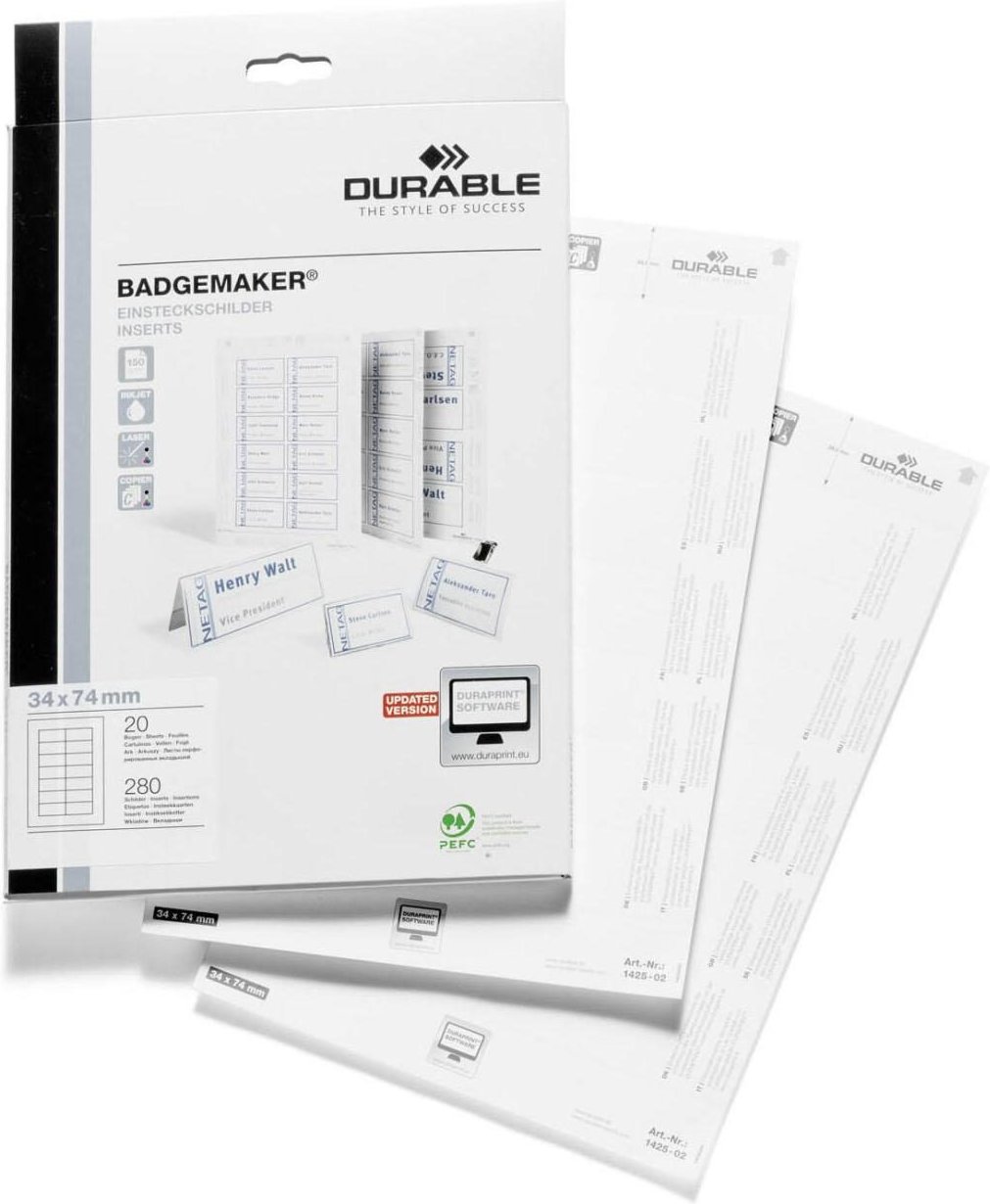 Thumbnail - DURABLE Einsteckschilder für Namensschilder Badgemaker 7,4 x 3,4 cm