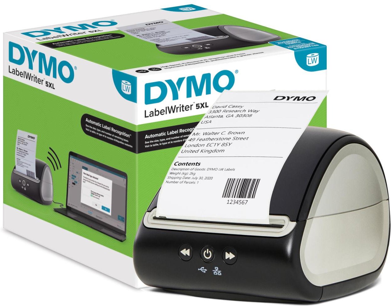 DYMO® LabelWriter™ 5XL, Etikettendrucker für bis zu 53 Etiketten/Minute, USB & Ethernet, 300 dpi. Thermodirekt, für Etik