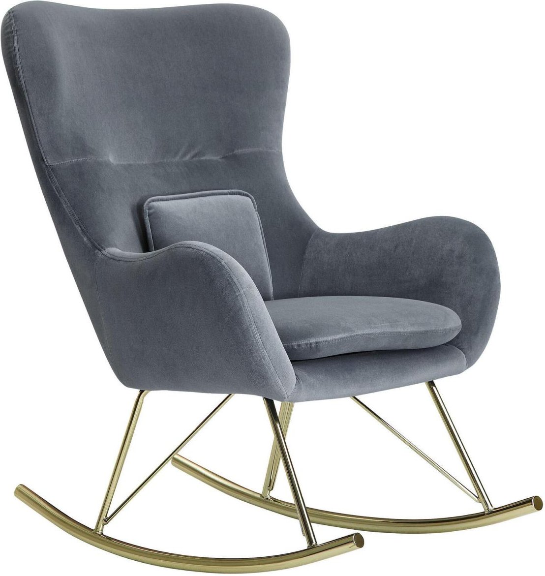 WOHNLING Schaukelstuhl 100% Polyester (Samt) dunkelgrau