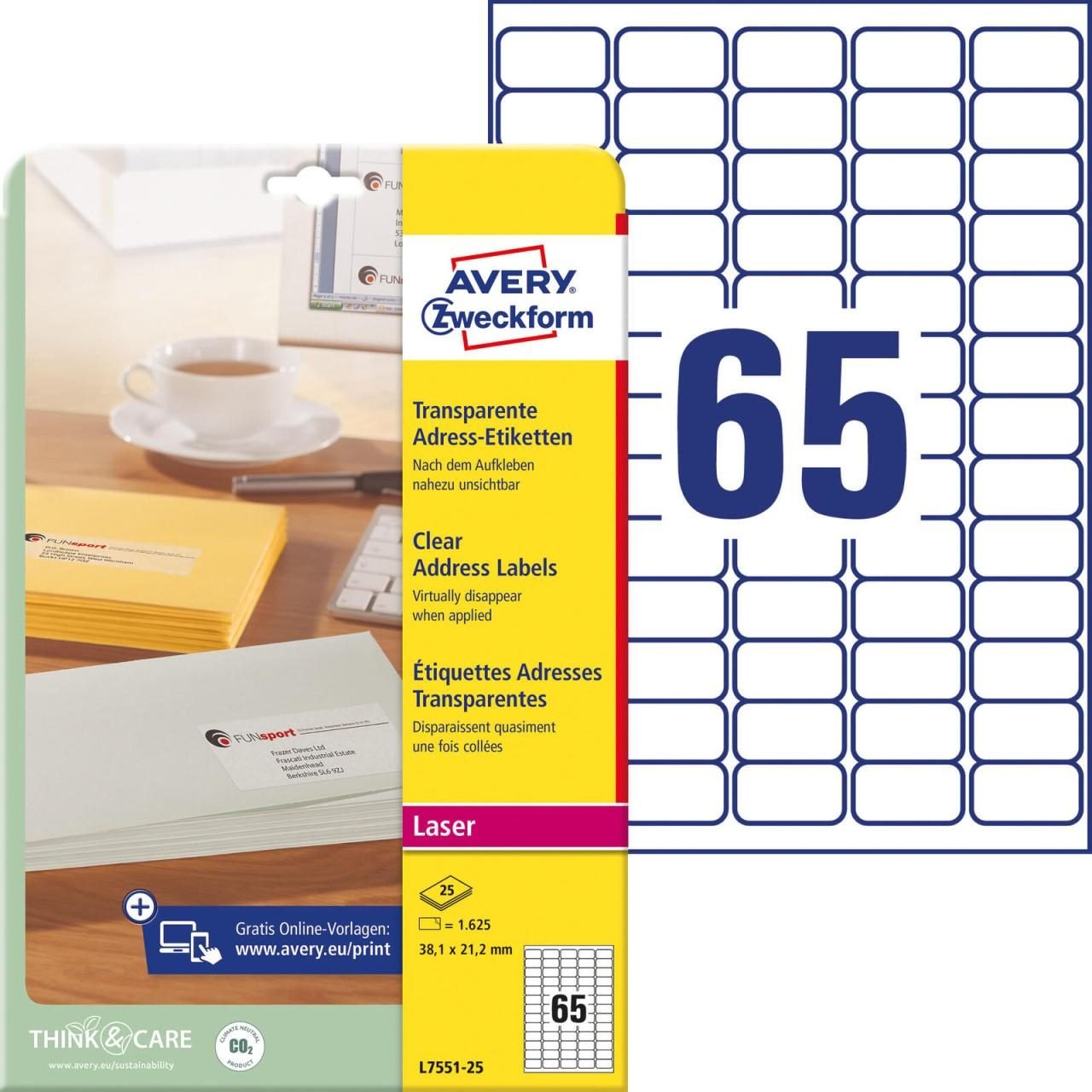 Thumbnail - AVERY Zweckform Etiketten L7551-25 weiß 38,1 x 21,2 mm