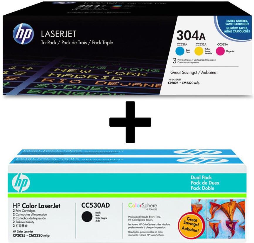 HP Original 304A Toner 5er Set - schwarz (2), cyan, magenta, gelb