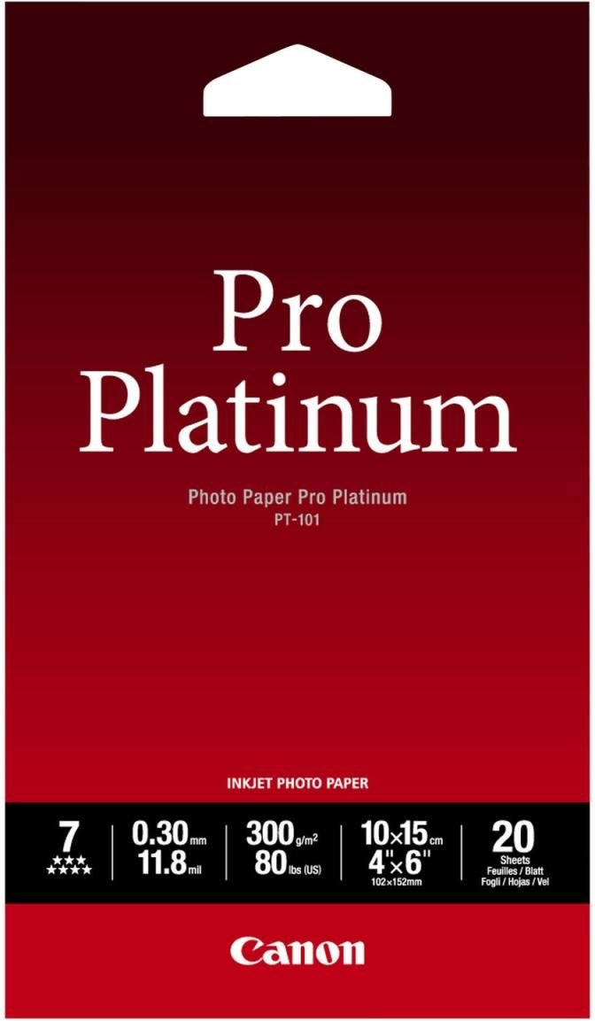 Canon PT-101 Pro Platinum Fotopapier glänzend 100x150mm 300 g/m² - 20 Blatt